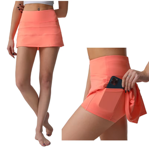 Fabricant de vêtements de sport avec poche arrière zippée en nylon, jupes de tennis plissées grande taille pour femmes - Product Image 4