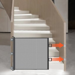 Barrière de sécurité rétractable automatique pour chiens et chats, pour escalier intérieur, sans perçage, filet de sécurité - Product Image 5