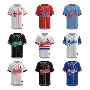 Groothandel Polyester Honkbal Kleding Softbal Uniform Shirts Custom Sublimatie Ademend Heren Team Baseball Jersey Shirt