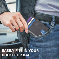 Cartera Minimalista de Cuero PU Antirrobo con Bloqueo RFID, Funda para Tarjetas de Crédito y Identificación para Hombre y Mujer