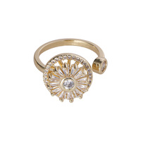 Modischer Drehbarer Zirkon-Kupferschmuck Ästhetischer Anti-Angst Drehring Trendiger Schneeflocken-Fidget-Ring für Frauen