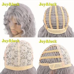 Venta al por mayor de fábrica de estilo de los hombres de la venta caliente <span class=keywords><strong>peluca</strong></span> <span class=keywords><strong>blanca</strong></span> de los hombres de pelo corto rollo de lana plata gris diadema de los hombres - Product Image 6