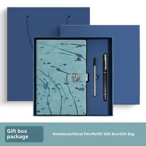 Wholesale Promotional Corporate Business Luxury Office Custom Logo A5 Pu Black Modern Embossed Notebook Planner 2-in-1 Set - Product Image 4