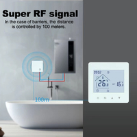 Controlador de Temperatura Inteligente WiFi RF433, Termostato con Receptor para Caldera de Gas, Calefacción de Agua, Programable, Aplicación Tuya, Alexa