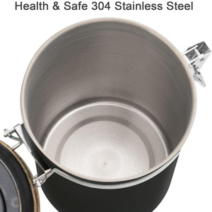 Wadah Kopi Kedap Udara Stainless Steel, Stoples Penyimpanan Ampas Kopi dengan Katup Satu Arah, Wadah Penyimpanan Biji Kopi/Teh 1-2L Modern - Product Image 2