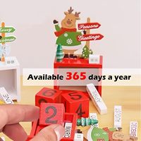Ornement de table de Noël, décoration de bureau, bloc rustique avec affichage de la date, gnome, arbre de Noël, calendrier de compte à rebours de Noël en bois