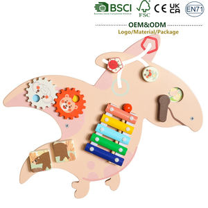 Jouets Montessori de nouvelle conception, <span class=keywords><strong>jeu</strong></span> mural en bois, arc-en-ciel, dessin animé, pterodactyle, tableau d'activités multifonctionnel, jouet éducatif pour enfants - Product Image 1