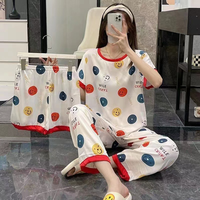 Ensemble pyjama 3 pièces pour femme, imprimé animal, mignon et ample, vente en gros