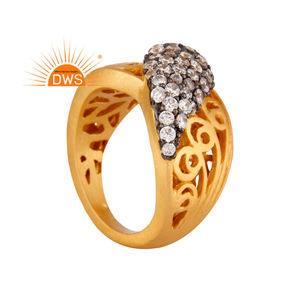 Vente chaude 925 argent Sterling 24K Flash plaqué or naturel Cz pierres précieuses bague de Cocktail Demi bijoux fins pour les femmes cadeau pour elle - Product Image 1