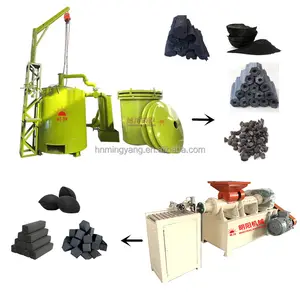 Máquina de línea de producción de briquetas de carbón completo con máquinas de briquetas trituradoras de horno de carbonización