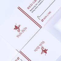 Emballage cosmétique minimaliste personnalisé en kit plat, boîtes en papier à rabat inversé imprimées en blanc et rouge pour sérum