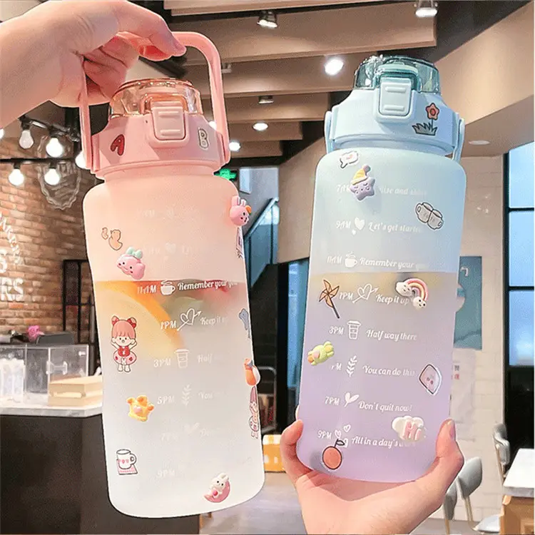 Y5319 customize 2L motivational water bottle botella de agua motivacional colour changing cups garrafa de agua water bottles