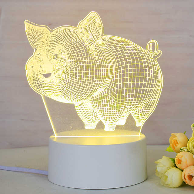 Creative Gift LED Acrylic 3D Smart Night Light Modern Design USB Powered Warm White Dimmable for Bedroom Living Decoration
