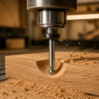 Fraise à queue sphérique Miaorui de 6 mm, diamètre 6 mm, en carbure revêtu vert, pour le travail du bois, le MDF, le bois dur et le contreplaqué