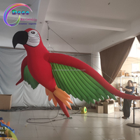 Perroquet vert gonflable géant avec lumière LED, marionnette d'oiseau volant gonflable