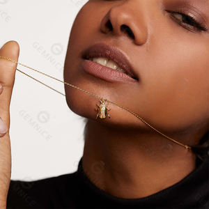 Gemnel personalizado 925 Plata insecto mariquita colgante collar CZ circón Metal Animal escarabajo para mujeres collar de escarabajo de la suerte - Product Image 3