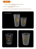 Gobelet jetable en PP de calibre 90 pour thé au lait et café, en forme de U, transparent, pour boissons froides et chaudes, en plastique, pour vente à emporter, modèle tendance