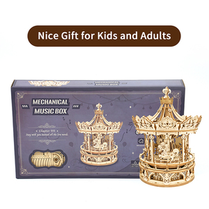 Robotime Rokr vente en gros de jouets coffret cadeau AMK62 carrousel romantique boîte à musique DIY <span class=keywords><strong>3D</strong></span> Puzzles en bois - Product Image 4