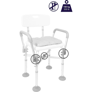 Silla de Ducha Acolchada (150 kg), Sillas de Baño para Mayores, Asiento Blanco KMINA K30017 - Product Image 5