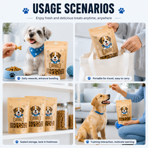 Custom Printed Stand Up <b>Pouch</b> Bag Moisture Proof Food Grade Resealable Zipper Top for <b>Dog</b> Treats Packaging - Product Image 3