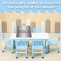 Ensemble table et chaise d'étude en bois pour enfants, facile à nettoyer, mobilier de classe, pour écoliers, en plastique, rectangulaire, réglable en hauteur pour chambre à coucher