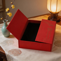 Caja de Regalo de Cartón Rígido Roja Personalizada con Cierre Magnético, Caja de Embalaje para Pasteles de Boda Chinos, para Recuerdos de Fiestas