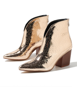 <span class=keywords><strong>Botines</strong></span> de tacón alto de vaquero para mujer, <span class=keywords><strong>botines</strong></span> de tacón grueso con cremallera dorada y plateada, punta estrecha, tacón bajo cuadrado, Botas cortas para mujer para Otoño e Invierno - Product Image 5