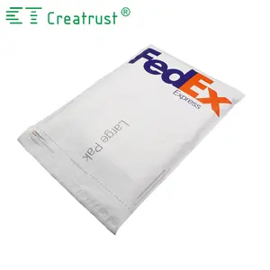 Custom Plastic Courier Bag With Pouch Fedex Express Bag With Transparent Pocket