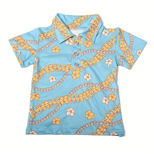 Polo en coton biologique pour petite fille, col montant, col rabattu, design personnalisé gratuit, Db-2-1 - Product Image 2