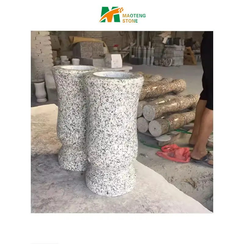 China small granite cemetery flower vases for gravestone tombstone