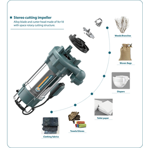 Bomba sumergible para aguas residuales Grandfar 3HP 2.2kw con flotador, altura de elevación de 29.5m, de acero inoxidable, modelo GV2204K, con cortador de aguas residuales GV2204K GV - Product Image 4