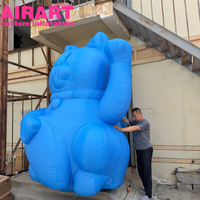 Chat porte-bonheur gonflable bleu, décoration gonflable pour activités marketing