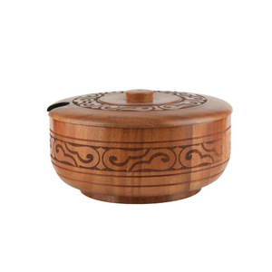 Acacia Wood Bowl Set With Lid Straight Body 3 Sizes For Baby Kids Dining - Product Image 4