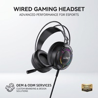 Casque de jeu OEM ODM pour ordinateur/jeux/DJ, réduction de bruit ENC, contrôle tactile, design supra-auriculaire, éclairage RGB