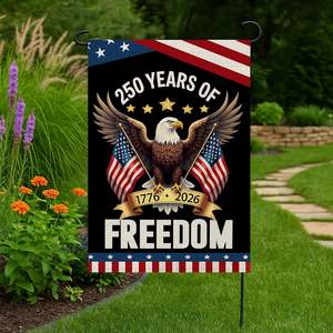 Bandiera da Giardino Personalizzata 'America 250 Anni, Casa Libera <span class=keywords><strong>Grazie</strong></span> alla Coraggiosità' USA 1776-2026, Striscione per 250° Anniversario per Decorazione di Cortile, Prato e Casa - Product Image 3