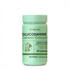 G-Health <span class=keywords><strong>Glucosamine</strong></span> & Calcium + Collagène Capsules Améliorent la santé des os et la fonction articulaire Sans gluten Non-OGM 60 pièces pour femmes - Product Image 4