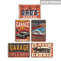 Letrero Metálico de Garaje, Decoración Rústica de Pared con Diseño de Auto Clásico para Garaje, Taller, Cuarto de Hombre, Regalo