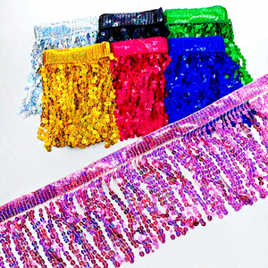 Ren tua rua dân tộc dày đặc vàng bạc tia laser sequin treo Rhinestone thân thiện với môi thêu đính cườm rìa Garment-HB010 - Product Image 3