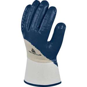 DELTA PLUS - NI17010-M Gant nitrile ventilé à dos bleu avec manchette en tissu de 6 cm (multi-pack) - EAN MW130626 GLOVES - Product Image 1