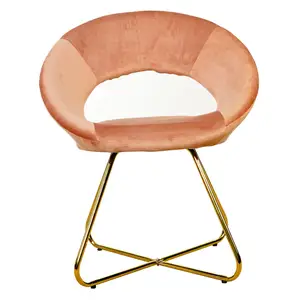 Cadeira de sala de estar luxuosa, cadeira laranja de veludo com perna dourada, sala de jantar, 2023