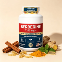 Capsules de berbérine et de cannelle de Ceylan OEM 1200 mg haute puissance 5 en 1 pour le soutien du métabolisme, la gestion du poids et la santé cardiaque
