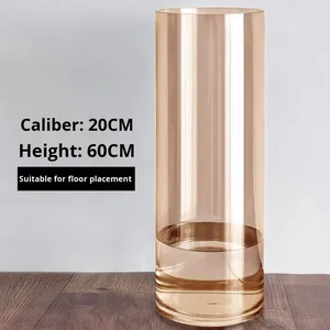 특대형 플로어 스탠딩 라이트 럭셔리 투명 유리 직선 튜브 화병 (웨딩, 생일, 특별한 날을 위한 고급 스타일) - Product Image 6