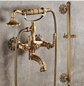 Montatura a parete in ottone intagliato bagno semplice doccia di fascia alta retrò semplice High-end retrò con soffione doccia a pioggia - Product Image 3