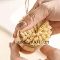 Brosse à vaisselle en bambou avec logo personnalisé, lot de 5, brosse de nettoyage de cuisine écologique, brosse à récurer en bambou à fibres naturelles pour le lavage de la vaisselle