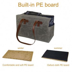 Free sample Portable Soft-Sided Wax Canvas Portable Outdoor Safety Dog <b>Cat</b> Pet <b>Carrier</b> Tote Purse <b>Bag</b> With Adjustable Tether - Product Image 3