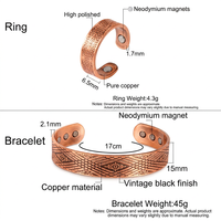 Bracelet magnétique unisexe classique en cuivre avec 6 aimants en néodyme, bracelet large réglable pour anniversaire
