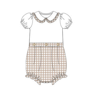 Синий белый клетчатый реликвия на пуговицах для маленьких мальчиков комбинезон с коротким рукавом Одежда - Product Image 2