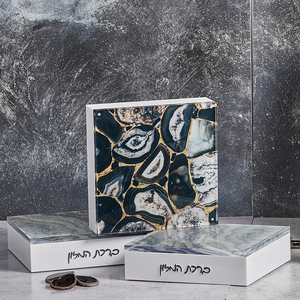 Caja de libro de bendición de acrílico con soporte de Banco Lucite moderno con tapa de ágata artística accesorio de mesa Judaica con <span class=keywords><strong>escritura</strong></span> <span class=keywords><strong>hebrea</strong></span> - Product Image 5
