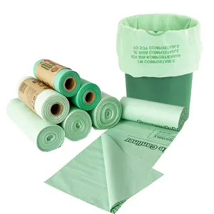 Household PLA PBAT Corn Starch Biodegradable Degradable Rubbish Bags Plastic Compostabel Biodegradable Garbage Trash Bag On Roll