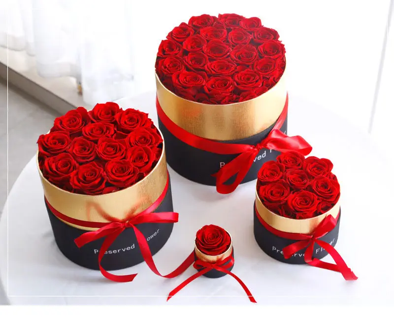 2024 Conjuntos de regalo de San Valentín Venta al por mayor Everlasting Ins Venus Style Rosas preservadas en caja